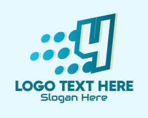 Modern Tech Number 4 logo design