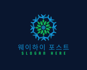 Snowflake Leaf Cooling logo design