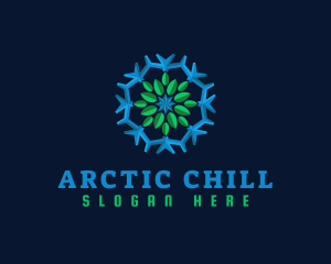 Freezing - Snowflake Leaf Cooling logo design