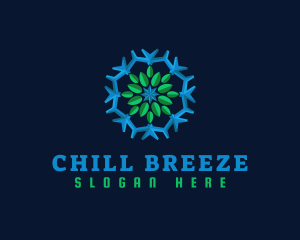 Cooling - Snowflake Leaf Cooling logo design