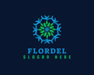 Snowflake Leaf Cooling logo design