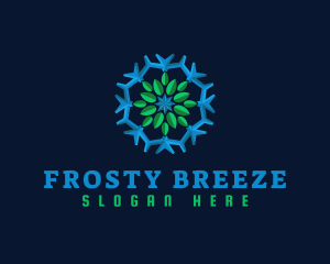 Cooling - Snowflake Leaf Cooling logo design