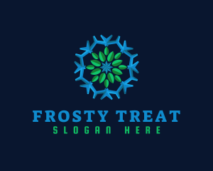 Snowflake Leaf Cooling logo design