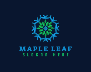 Snowflake Leaf Cooling logo design