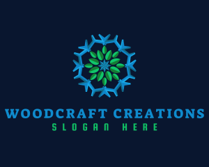 Snowflake Leaf Cooling logo design