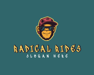 Skateboarder - Sunglasses Monkey Skater logo design