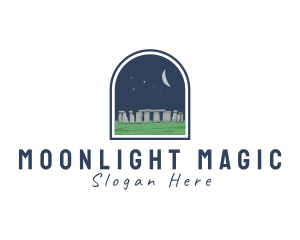 Nighttime - Moon Night Stonehenge logo design
