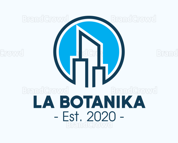 Blue Skyscraper Buildings Logo