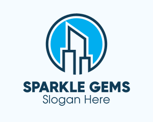 Blue Skyscraper Buildings Logo