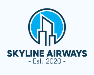 Blue Skyscraper Buildings logo design