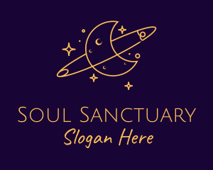 Spirituality - Yellow Moon Orbit logo design
