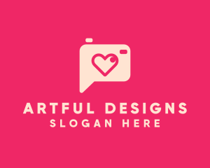 Pink Camera Photography Love Heart logo design