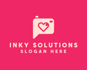 Pink Camera Photography Love Heart logo design