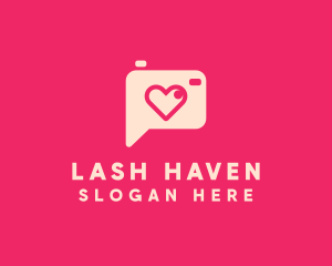 Pink Camera Photography Love Heart logo design