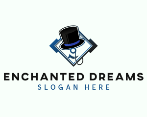 Monocle Top Hat Fashion logo design