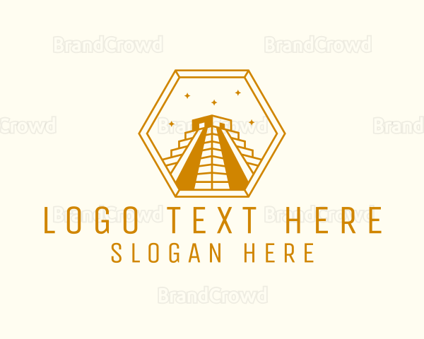 Hexagon Mayan Pyramid Logo