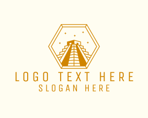 Aztec - Hexagon Mayan Pyramid logo design