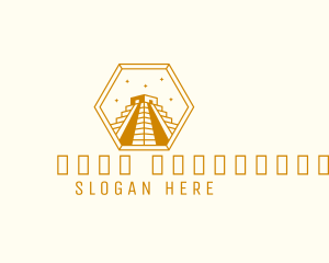 Yucatan - Hexagon Mayan Pyramid logo design