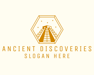 Hexagon Mayan Pyramid logo design