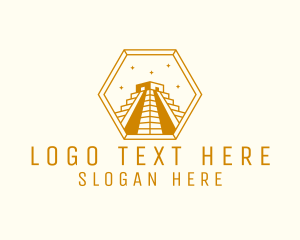Mayan - Hexagon Mayan Pyramid logo design