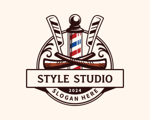 Barber Razor Hairstylist logo design