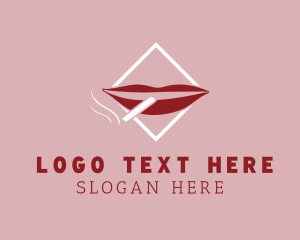 Lipstick - Smoking Red Lips logo design