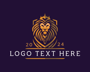 Gold - Lion Crown Shield logo design