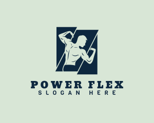 Muscular Man Gym logo design