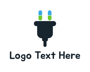 Pill - Electric Plug Capsule logo design