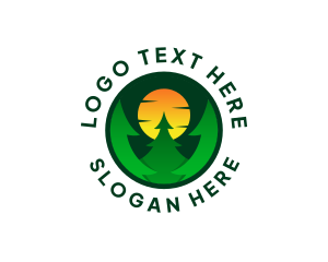 Tree Planting - Sun Pine Tree Forest logo design