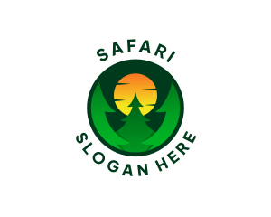 Sun Pine Tree Forest Logo