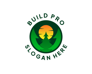Exploration - Sun Pine Tree Forest logo design