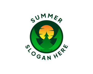 Sun Pine Tree Forest logo design