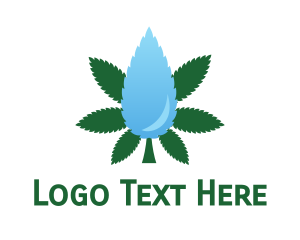 Herb - Water Droplet Weed logo design