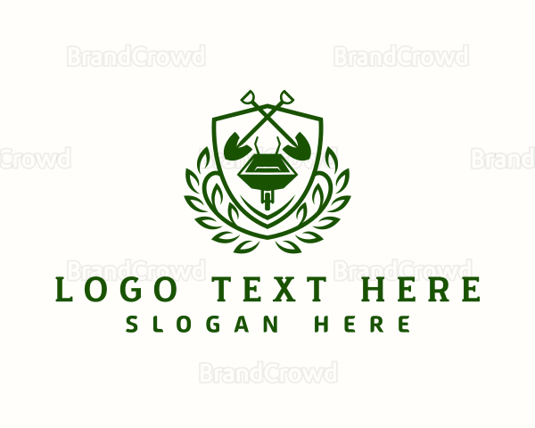 Shovel Wheelbarrow Gardening Logo