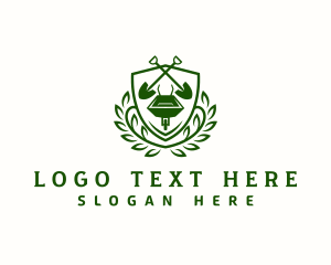 Leaf - Shovel Wheelbarrow Gardening logo design