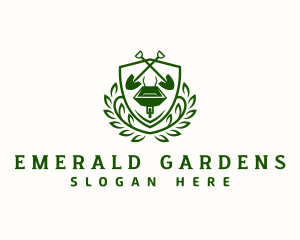 Shovel Wheelbarrow Gardening logo design