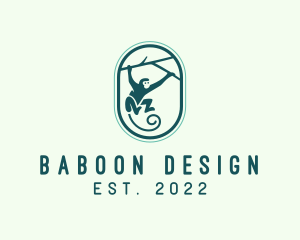 Baboon - Jungle Monkey Tree Branch logo design