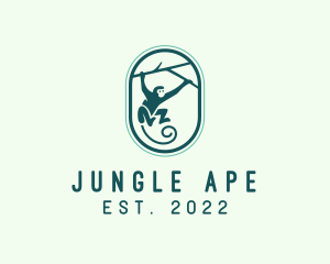 Jungle Monkey Tree Branch logo design
