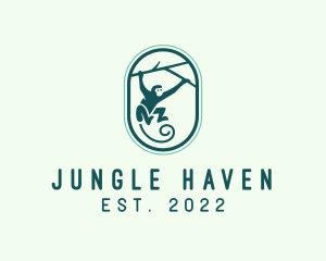 Jungle Monkey Tree Branch logo design