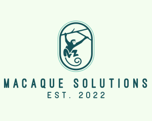 Macaque - Jungle Monkey Tree Branch logo design