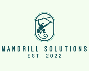 Mandrill - Jungle Monkey Tree Branch logo design