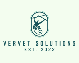 Vervet - Jungle Monkey Tree Branch logo design