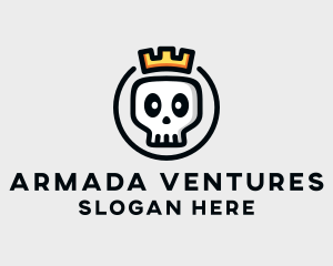 Crown Skull Badge logo design