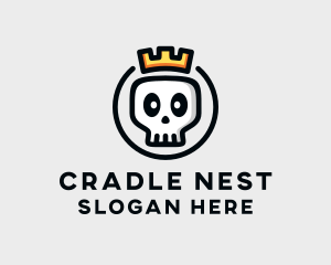 Crown Skull Badge logo design