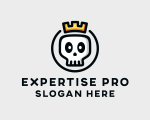 Crown Skull Badge logo design