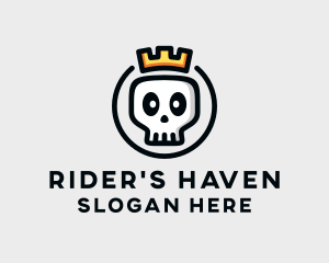 Biker - Crown Skull Badge logo design