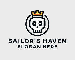 Crown Skull Badge logo design