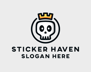 Crown Skull Badge logo design