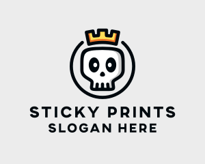 Sticker - Crown Skull Badge logo design